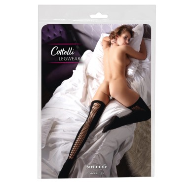 Cottelli LEGWEAR - Czarne Pończochy Z Siateczką Z Tyłu M/L